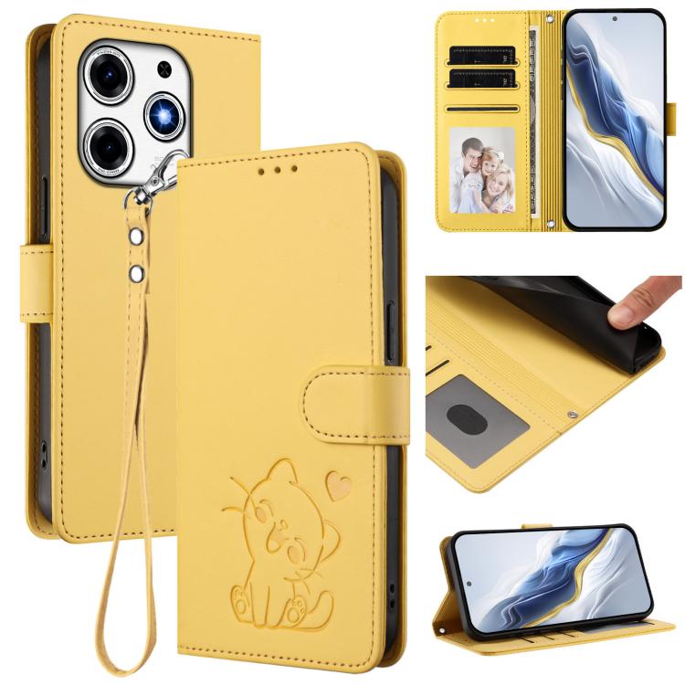 Embossed Heart Cat Leather Phone Case with Hand Strap, For Tecno Spark 30 5G / Pova 6 Neo 5G, For Tecno Spark 30 Pro 4G, For Tecno Spark 30 4G, For Tecno Spark Go 5G 2025 / Hot 60i 5G, For Tecno Spark 30C 4G, For Tecno Spark 20 Pro 5G                  ...