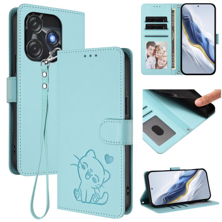 Embossed Heart Cat Leather Phone Case with Hand Strap, For Tecno Camon 20 Pro 5G, For Tecno Camon 20 4G / 20 Pro 4G, For Tecno Spark 10 5G, For Tecno Spark 10C / 10 4G, For Tecno Spark 10 Pro 4G / K17 4G, For Tecno Camon 19 / 19 Pro 5G                 ...
