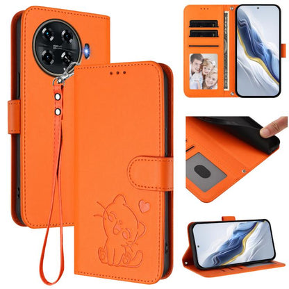 Embossed Heart Cat Leather Phone Case with Hand Strap, For Tecno Camon 30 Pro, For Tecno Camon 30 Premier 5G, For Tecno Camon 30 4G / 5G, For Tecno Pova 6 Pro 5G, For Tecno Spark 20 Pro+ 4G, For Tecno Pova 5 Pro, For Tecno Pova Neo 3, For Tecno Pova 5 ...