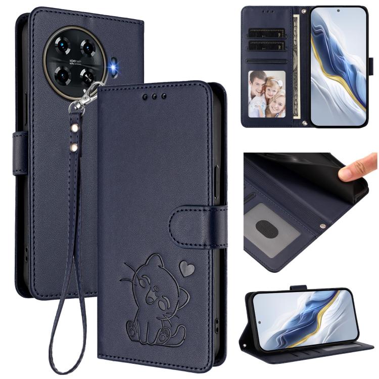 Embossed Heart Cat Leather Phone Case with Hand Strap, For Tecno Camon 30 Pro, For Tecno Camon 30 Premier 5G, For Tecno Camon 30 4G / 5G, For Tecno Pova 6 Pro 5G, For Tecno Spark 20 Pro+ 4G, For Tecno Pova 5 Pro, For Tecno Pova Neo 3, For Tecno Pova 5 ...
