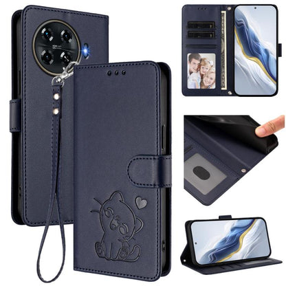 Embossed Heart Cat Leather Phone Case with Hand Strap, For Tecno Camon 30 Pro, For Tecno Camon 30 Premier 5G, For Tecno Camon 30 4G / 5G, For Tecno Pova 6 Pro 5G, For Tecno Spark 20 Pro+ 4G, For Tecno Pova 5 Pro, For Tecno Pova Neo 3, For Tecno Pova 5 ...