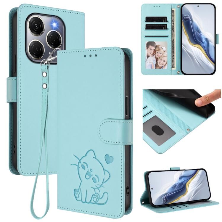 Embossed Heart Cat Leather Phone Case with Hand Strap, For Tecno Spark 30 5G / Pova 6 Neo 5G, For Tecno Spark 30 Pro 4G, For Tecno Spark 30 4G, For Tecno Spark Go 5G 2025 / Hot 60i 5G, For Tecno Spark 30C 4G, For Tecno Spark 20 Pro 5G                  ...