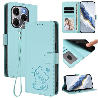 Embossed Heart Cat Leather Phone Case with Hand Strap, For Tecno Spark 30 5G / Pova 6 Neo 5G, For Tecno Spark 30 Pro 4G, For Tecno Spark 30 4G, For Tecno Spark Go 5G 2025 / Hot 60i 5G, For Tecno Spark 30C 4G, For Tecno Spark 20 Pro 5G                  ...