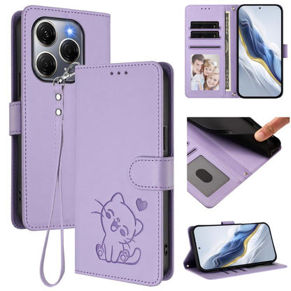 Embossed Heart Cat Leather Phone Case with Hand Strap, For Tecno Spark 30 5G / Pova 6 Neo 5G, For Tecno Spark 30 Pro 4G, For Tecno Spark 30 4G, For Tecno Spark Go 5G 2025 / Hot 60i 5G, For Tecno Spark 30C 4G, For Tecno Spark 20 Pro 5G                  ...