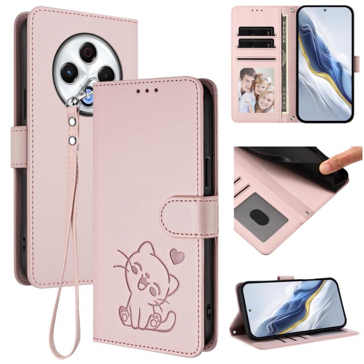 Embossed Heart Cat Leather Phone Case with Hand Strap, For Tecno Spark 30 5G / Pova 6 Neo 5G, For Tecno Spark 30 Pro 4G, For Tecno Spark 30 4G, For Tecno Spark Go 5G 2025 / Hot 60i 5G, For Tecno Spark 30C 4G, For Tecno Spark 20 Pro 5G                  ...