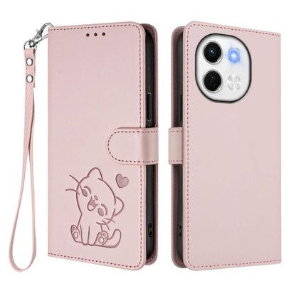 Embossed Heart Cat Leather Phone Case with Hand Strap, For Tecno Spark 30 5G / Pova 6 Neo 5G, For Tecno Spark 30 Pro 4G, For Tecno Spark 30 4G, For Tecno Spark Go 5G 2025 / Hot 60i 5G, For Tecno Spark 30C 4G, For Tecno Spark 20 Pro 5G                  ...