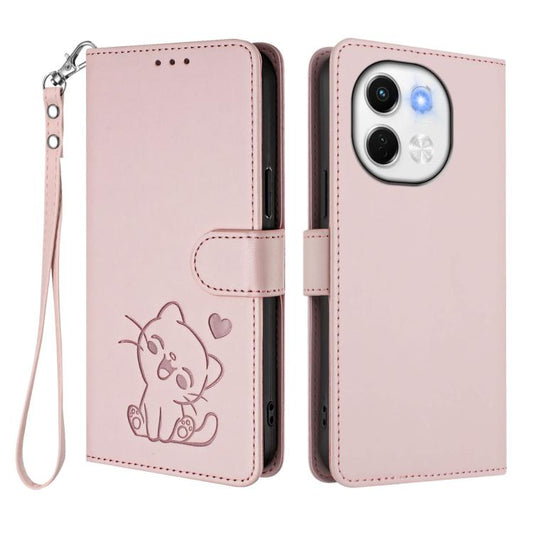 Embossed Heart Cat Leather Phone Case with Hand Strap, For Tecno Spark 30 5G / Pova 6 Neo 5G, For Tecno Spark 30 Pro 4G, For Tecno Spark 30 4G, For Tecno Spark Go 5G 2025 / Hot 60i 5G, For Tecno Spark 30C 4G, For Tecno Spark 20 Pro 5G                  ...