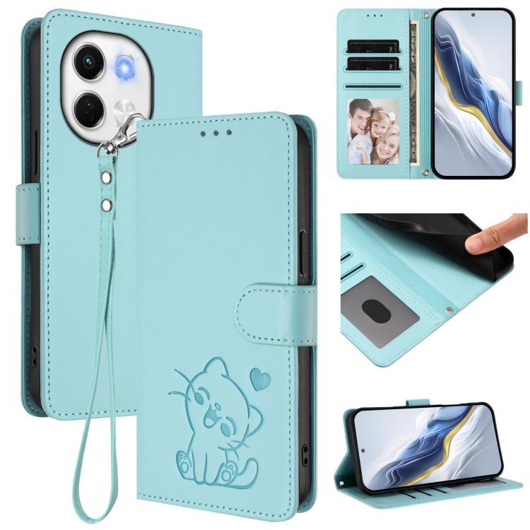 Embossed Heart Cat Leather Phone Case with Hand Strap, For Tecno Spark 30 5G / Pova 6 Neo 5G, For Tecno Spark 30 Pro 4G, For Tecno Spark 30 4G, For Tecno Spark Go 5G 2025 / Hot 60i 5G, For Tecno Spark 30C 4G, For Tecno Spark 20 Pro 5G                  ...