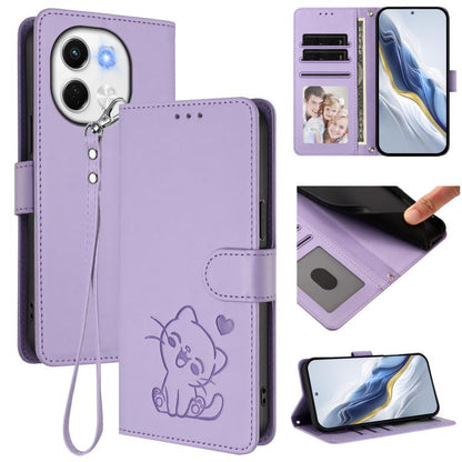Embossed Heart Cat Leather Phone Case with Hand Strap, For Tecno Spark 30 5G / Pova 6 Neo 5G, For Tecno Spark 30 Pro 4G, For Tecno Spark 30 4G, For Tecno Spark Go 5G 2025 / Hot 60i 5G, For Tecno Spark 30C 4G, For Tecno Spark 20 Pro 5G                  ...