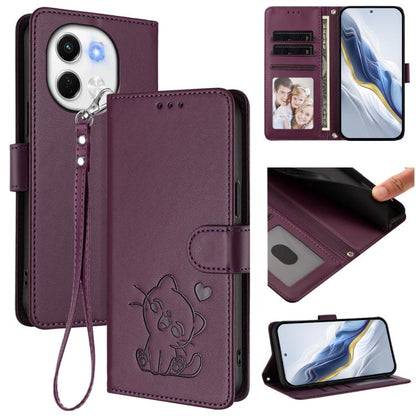 Embossed Heart Cat Leather Phone Case with Hand Strap, For Tecno Spark 30 5G / Pova 6 Neo 5G, For Tecno Spark 30 Pro 4G, For Tecno Spark 30 4G, For Tecno Spark Go 5G 2025 / Hot 60i 5G, For Tecno Spark 30C 4G, For Tecno Spark 20 Pro 5G                  ...