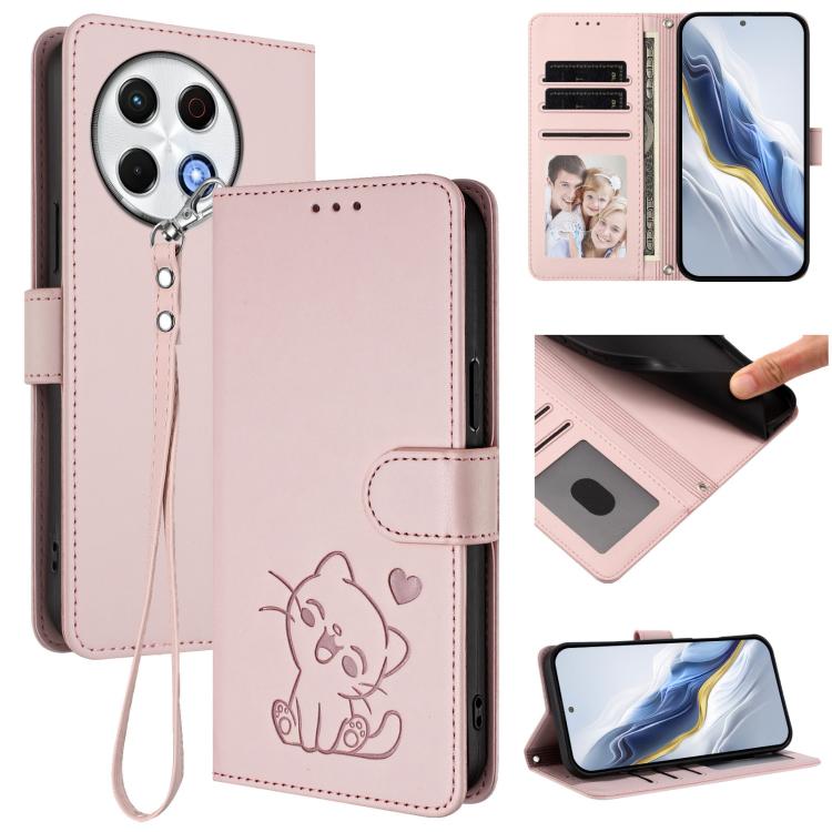 Embossed Heart Cat Leather Phone Case with Hand Strap, For Tecno Spark 30 5G / Pova 6 Neo 5G, For Tecno Spark 30 Pro 4G, For Tecno Spark 30 4G, For Tecno Spark Go 5G 2025 / Hot 60i 5G, For Tecno Spark 30C 4G, For Tecno Spark 20 Pro 5G                  ...