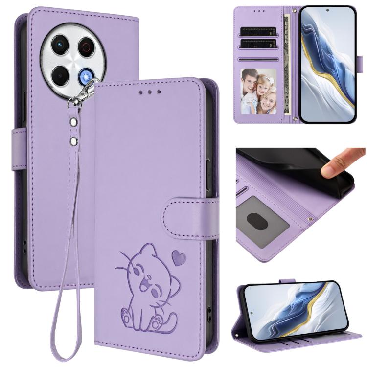 Embossed Heart Cat Leather Phone Case with Hand Strap, For Tecno Spark 30 5G / Pova 6 Neo 5G, For Tecno Spark 30 Pro 4G, For Tecno Spark 30 4G, For Tecno Spark Go 5G 2025 / Hot 60i 5G, For Tecno Spark 30C 4G, For Tecno Spark 20 Pro 5G                  ...