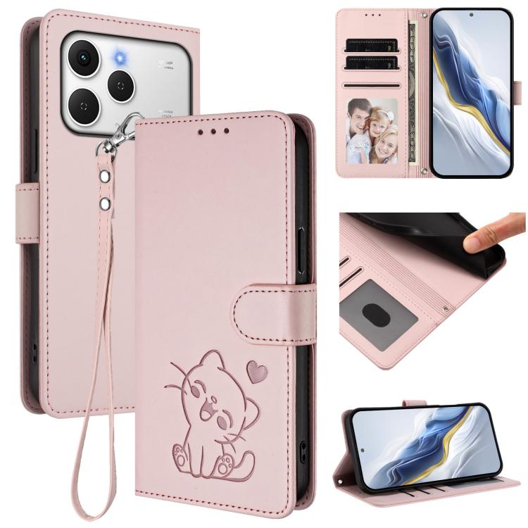 Embossed Heart Cat Leather Phone Case with Hand Strap, For Tecno Camon 50 Pro 4G, For Tecno Camon 50 4G, For Tecno Spark Go 2024 4G / 20C 4G, For Tecno Spark 40C, For Tecno Pova 7 Pro 5G, For Tecno Pova 7 5G 2025, For Tecno Spark 40 Pro+ 4G            ...
