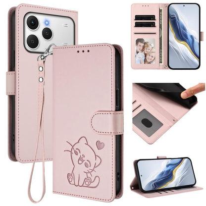 Embossed Heart Cat Leather Phone Case with Hand Strap, For Tecno Camon 50 Pro 4G, For Tecno Camon 50 4G, For Tecno Spark Go 2024 4G / 20C 4G, For Tecno Spark 40C, For Tecno Pova 7 Pro 5G, For Tecno Pova 7 5G 2025, For Tecno Spark 40 Pro+ 4G            ...