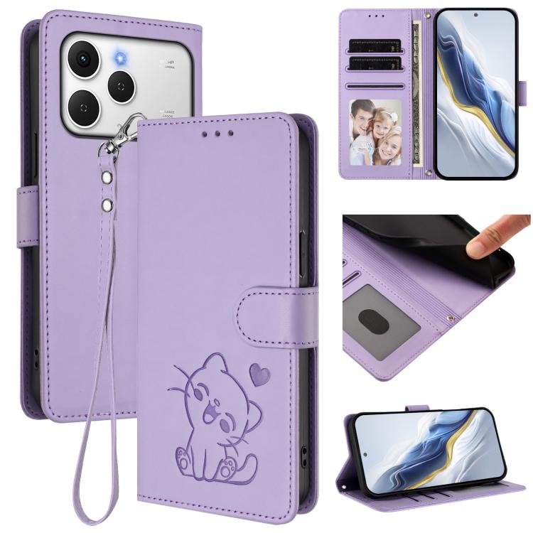 Embossed Heart Cat Leather Phone Case with Hand Strap, For Tecno Camon 50 Pro 4G, For Tecno Camon 50 4G, For Tecno Spark Go 2024 4G / 20C 4G, For Tecno Spark 40C, For Tecno Pova 7 Pro 5G, For Tecno Pova 7 5G 2025, For Tecno Spark 40 Pro+ 4G            ...