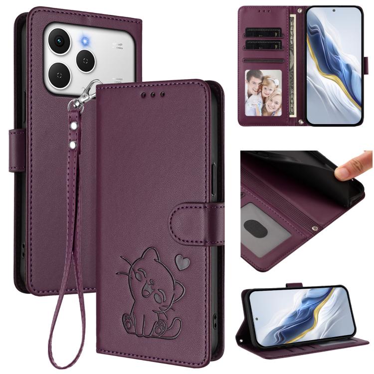 Embossed Heart Cat Leather Phone Case with Hand Strap, For Tecno Camon 50 Pro 4G, For Tecno Camon 50 4G, For Tecno Spark Go 2024 4G / 20C 4G, For Tecno Spark 40C, For Tecno Pova 7 Pro 5G, For Tecno Pova 7 5G 2025, For Tecno Spark 40 Pro+ 4G            ...