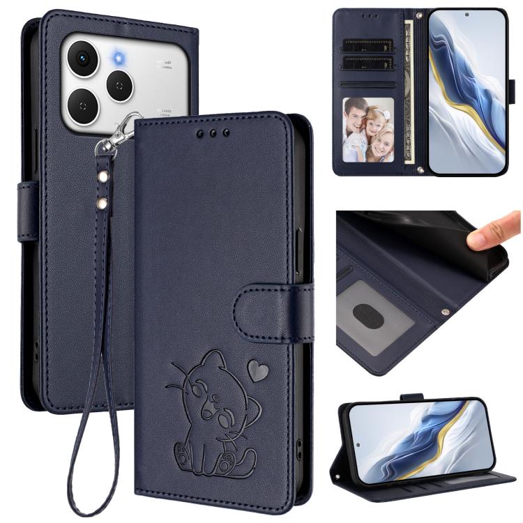 Embossed Heart Cat Leather Phone Case with Hand Strap, For Tecno Camon 50 Pro 4G, For Tecno Camon 50 4G, For Tecno Spark Go 2024 4G / 20C 4G, For Tecno Spark 40C, For Tecno Pova 7 Pro 5G, For Tecno Pova 7 5G 2025, For Tecno Spark 40 Pro+ 4G            ...