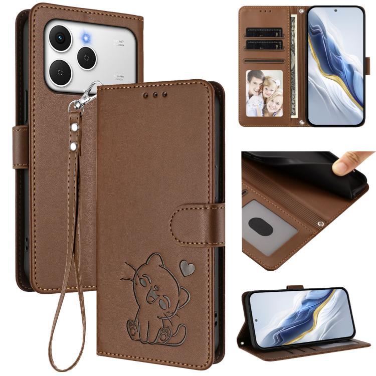 Embossed Heart Cat Leather Phone Case with Hand Strap, For Tecno Camon 50 Pro 4G, For Tecno Camon 50 4G, For Tecno Spark Go 2024 4G / 20C 4G, For Tecno Spark 40C, For Tecno Pova 7 Pro 5G, For Tecno Pova 7 5G 2025, For Tecno Spark 40 Pro+ 4G            ...