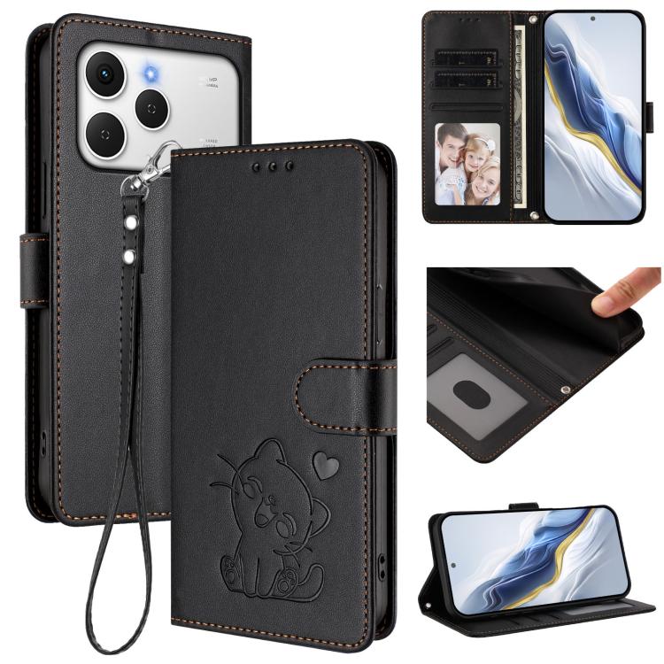 Embossed Heart Cat Leather Phone Case with Hand Strap, For Tecno Camon 50 Pro 4G, For Tecno Camon 50 4G, For Tecno Spark Go 2024 4G / 20C 4G, For Tecno Spark 40C, For Tecno Pova 7 Pro 5G, For Tecno Pova 7 5G 2025, For Tecno Spark 40 Pro+ 4G            ...