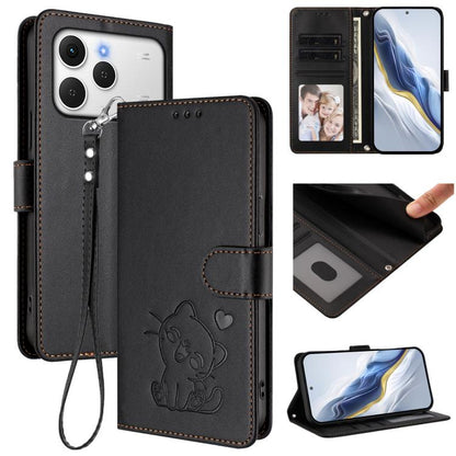 Embossed Heart Cat Leather Phone Case with Hand Strap, For Tecno Camon 50 Pro 4G, For Tecno Camon 50 4G, For Tecno Spark Go 2024 4G / 20C 4G, For Tecno Spark 40C, For Tecno Pova 7 Pro 5G, For Tecno Pova 7 5G 2025, For Tecno Spark 40 Pro+ 4G            ...