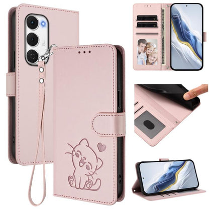 Embossed Heart Cat Leather Phone Case with Hand Strap, For Tecno Camon 50 Pro 4G, For Tecno Camon 50 4G, For Tecno Spark Go 2024 4G / 20C 4G, For Tecno Spark 40C, For Tecno Pova 7 Pro 5G, For Tecno Pova 7 5G 2025, For Tecno Spark 40 Pro+ 4G            ...