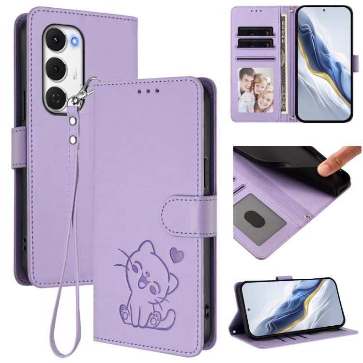 Embossed Heart Cat Leather Phone Case with Hand Strap, For Tecno Camon 50 Pro 4G, For Tecno Camon 50 4G, For Tecno Spark Go 2024 4G / 20C 4G, For Tecno Spark 40C, For Tecno Pova 7 Pro 5G, For Tecno Pova 7 5G 2025, For Tecno Spark 40 Pro+ 4G            ...