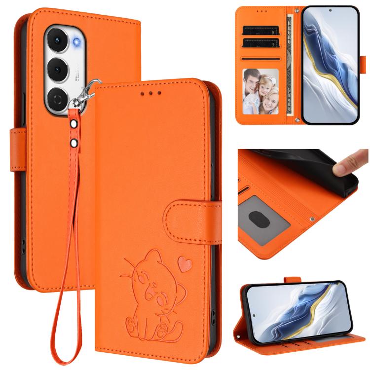 Embossed Heart Cat Leather Phone Case with Hand Strap, For Tecno Camon 50 Pro 4G, For Tecno Camon 50 4G, For Tecno Spark Go 2024 4G / 20C 4G, For Tecno Spark 40C, For Tecno Pova 7 Pro 5G, For Tecno Pova 7 5G 2025, For Tecno Spark 40 Pro+ 4G            ...