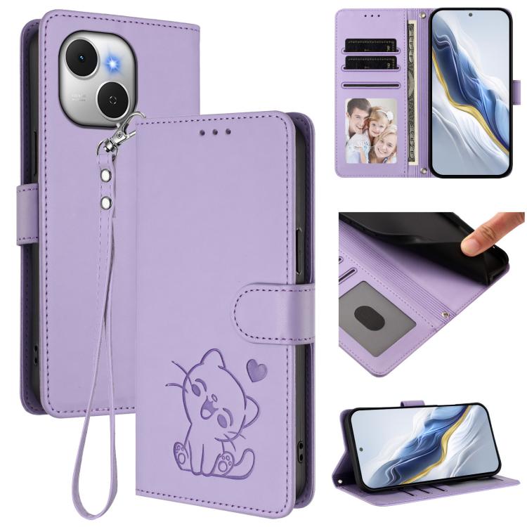 Embossed Heart Cat Leather Phone Case with Hand Strap, For Tecno Camon 50 Pro 4G, For Tecno Camon 50 4G, For Tecno Spark Go 2024 4G / 20C 4G, For Tecno Spark 40C, For Tecno Pova 7 Pro 5G, For Tecno Pova 7 5G 2025, For Tecno Spark 40 Pro+ 4G            ...
