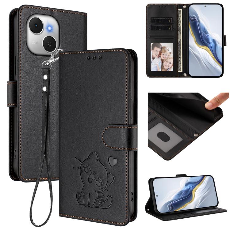Embossed Heart Cat Leather Phone Case with Hand Strap, For Tecno Camon 50 Pro 4G, For Tecno Camon 50 4G, For Tecno Spark Go 2024 4G / 20C 4G, For Tecno Spark 40C, For Tecno Pova 7 Pro 5G, For Tecno Pova 7 5G 2025, For Tecno Spark 40 Pro+ 4G            ...