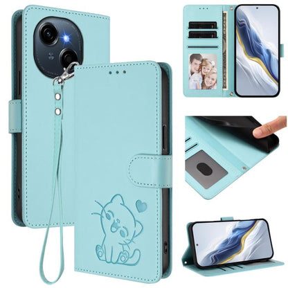 Embossed Heart Cat Leather Phone Case with Hand Strap, For Tecno Pova 7 Ultra 5G, For Tecno Pova 7 4G / 7 Neo, For Tecno Spark Go 1 / Pop 9, For Tecno Camon 40 Pro 4G, For Tecno Camon 40 Premier, For Tecno Camon 40 4G, For Tecno Spark 30C 5G / Pop 9 5G...