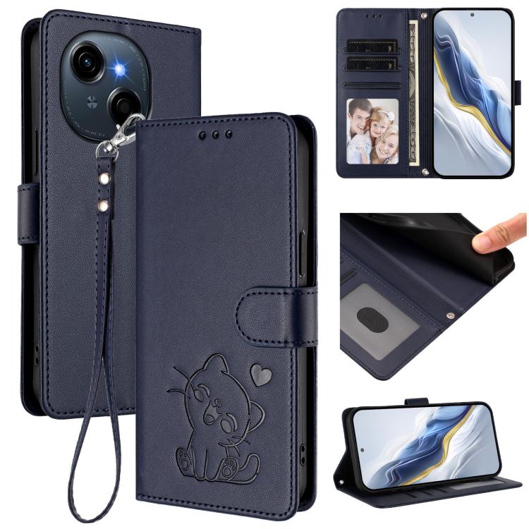 Embossed Heart Cat Leather Phone Case with Hand Strap, For Tecno Pova 7 Ultra 5G, For Tecno Pova 7 4G / 7 Neo, For Tecno Spark Go 1 / Pop 9, For Tecno Camon 40 Pro 4G, For Tecno Camon 40 Premier, For Tecno Camon 40 4G, For Tecno Spark 30C 5G / Pop 9 5G...