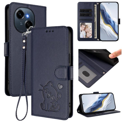 Embossed Heart Cat Leather Phone Case with Hand Strap, For Tecno Pova 7 Ultra 5G, For Tecno Pova 7 4G / 7 Neo, For Tecno Spark Go 1 / Pop 9, For Tecno Camon 40 Pro 4G, For Tecno Camon 40 Premier, For Tecno Camon 40 4G, For Tecno Spark 30C 5G / Pop 9 5G...