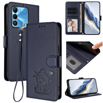 Embossed Heart Cat Leather Phone Case with Hand Strap, For Tecno Spark Go 2022 / 9 / 8C, For Tecno Spark 9T / 9 Pro, For Tecno Pova 3