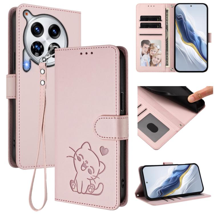 Embossed Heart Cat Leather Phone Case with Hand Strap, For Tecno Camon 30 Pro, For Tecno Camon 30 Premier 5G, For Tecno Camon 30 4G / 5G, For Tecno Pova 6 Pro 5G, For Tecno Spark 20 Pro+ 4G, For Tecno Pova 5 Pro, For Tecno Pova Neo 3, For Tecno Pova 5 ...