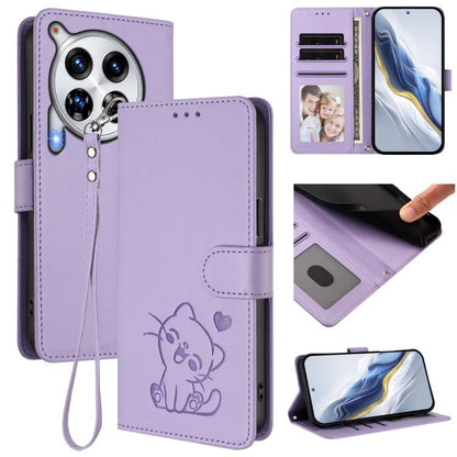 Embossed Heart Cat Leather Phone Case with Hand Strap, For Tecno Camon 30 Pro, For Tecno Camon 30 Premier 5G, For Tecno Camon 30 4G / 5G, For Tecno Pova 6 Pro 5G, For Tecno Spark 20 Pro+ 4G, For Tecno Pova 5 Pro, For Tecno Pova Neo 3, For Tecno Pova 5 ...