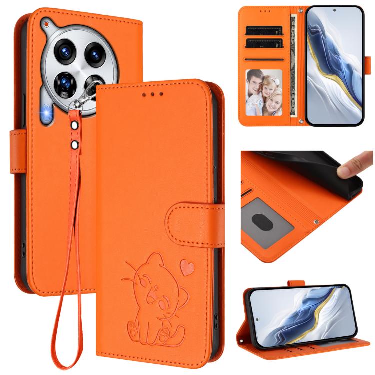 Embossed Heart Cat Leather Phone Case with Hand Strap, For Tecno Camon 30 Pro, For Tecno Camon 30 Premier 5G, For Tecno Camon 30 4G / 5G, For Tecno Pova 6 Pro 5G, For Tecno Spark 20 Pro+ 4G, For Tecno Pova 5 Pro, For Tecno Pova Neo 3, For Tecno Pova 5 ...