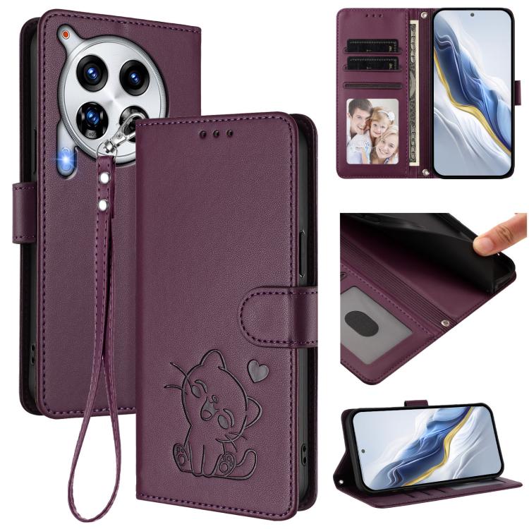 Embossed Heart Cat Leather Phone Case with Hand Strap, For Tecno Camon 30 Pro, For Tecno Camon 30 Premier 5G, For Tecno Camon 30 4G / 5G, For Tecno Pova 6 Pro 5G, For Tecno Spark 20 Pro+ 4G, For Tecno Pova 5 Pro, For Tecno Pova Neo 3, For Tecno Pova 5 ...