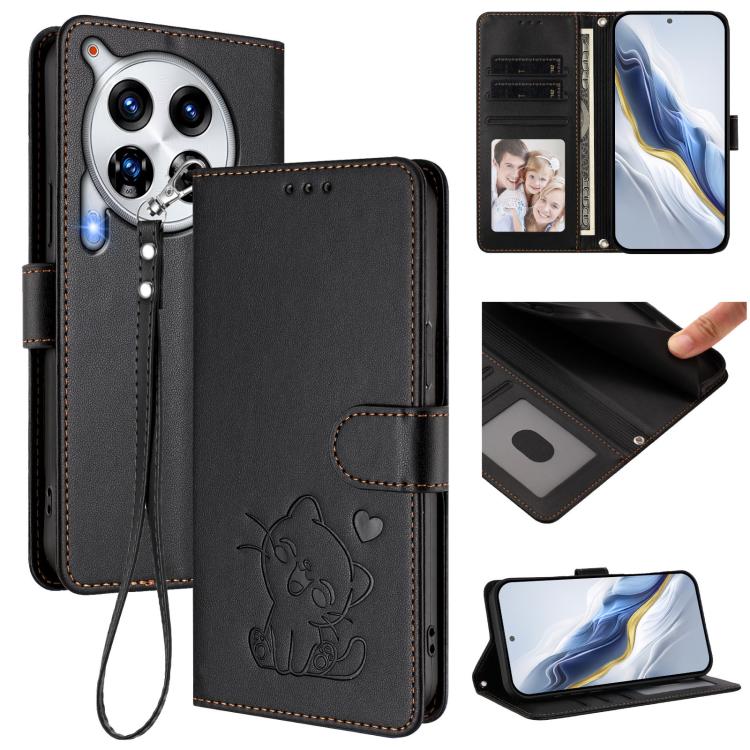 Embossed Heart Cat Leather Phone Case with Hand Strap, For Tecno Camon 30 Pro, For Tecno Camon 30 Premier 5G, For Tecno Camon 30 4G / 5G, For Tecno Pova 6 Pro 5G, For Tecno Spark 20 Pro+ 4G, For Tecno Pova 5 Pro, For Tecno Pova Neo 3, For Tecno Pova 5 ...