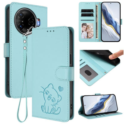 Embossed Heart Cat Leather Phone Case with Hand Strap, For Tecno Camon 30 Pro, For Tecno Camon 30 Premier 5G, For Tecno Camon 30 4G / 5G, For Tecno Pova 6 Pro 5G, For Tecno Spark 20 Pro+ 4G, For Tecno Pova 5 Pro, For Tecno Pova Neo 3, For Tecno Pova 5 ...