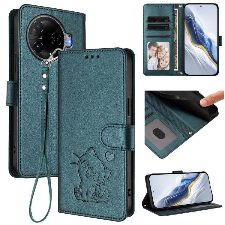 Embossed Heart Cat Leather Phone Case with Hand Strap, For Tecno Camon 30 Pro, For Tecno Camon 30 Premier 5G, For Tecno Camon 30 4G / 5G, For Tecno Pova 6 Pro 5G, For Tecno Spark 20 Pro+ 4G, For Tecno Pova 5 Pro, For Tecno Pova Neo 3, For Tecno Pova 5 ...