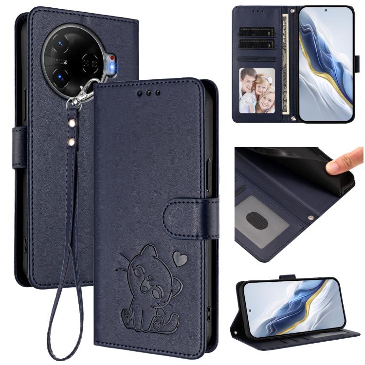 Embossed Heart Cat Leather Phone Case with Hand Strap, For Tecno Camon 30 Pro, For Tecno Camon 30 Premier 5G, For Tecno Camon 30 4G / 5G, For Tecno Pova 6 Pro 5G, For Tecno Spark 20 Pro+ 4G, For Tecno Pova 5 Pro, For Tecno Pova Neo 3, For Tecno Pova 5 ...