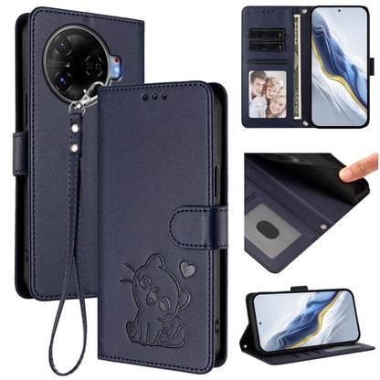 Embossed Heart Cat Leather Phone Case with Hand Strap, For Tecno Camon 30 Pro, For Tecno Camon 30 Premier 5G, For Tecno Camon 30 4G / 5G, For Tecno Pova 6 Pro 5G, For Tecno Spark 20 Pro+ 4G, For Tecno Pova 5 Pro, For Tecno Pova Neo 3, For Tecno Pova 5 ...