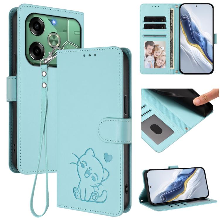 Embossed Heart Cat Leather Phone Case with Hand Strap, For Tecno Spark 30 5G / Pova 6 Neo 5G, For Tecno Spark 30 Pro 4G, For Tecno Spark 30 4G, For Tecno Spark Go 5G 2025 / Hot 60i 5G, For Tecno Spark 30C 4G, For Tecno Spark 20 Pro 5G                  ...
