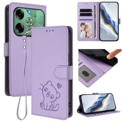 Embossed Heart Cat Leather Phone Case with Hand Strap, For Tecno Spark 30 5G / Pova 6 Neo 5G, For Tecno Spark 30 Pro 4G, For Tecno Spark 30 4G, For Tecno Spark Go 5G 2025 / Hot 60i 5G, For Tecno Spark 30C 4G, For Tecno Spark 20 Pro 5G                  ...