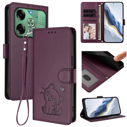 Embossed Heart Cat Leather Phone Case with Hand Strap, For Tecno Spark 30 5G / Pova 6 Neo 5G, For Tecno Spark 30 Pro 4G, For Tecno Spark 30 4G, For Tecno Spark Go 5G 2025 / Hot 60i 5G, For Tecno Spark 30C 4G, For Tecno Spark 20 Pro 5G                  ...