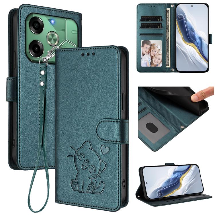 Embossed Heart Cat Leather Phone Case with Hand Strap, For Tecno Spark 30 5G / Pova 6 Neo 5G, For Tecno Spark 30 Pro 4G, For Tecno Spark 30 4G, For Tecno Spark Go 5G 2025 / Hot 60i 5G, For Tecno Spark 30C 4G, For Tecno Spark 20 Pro 5G                  ...