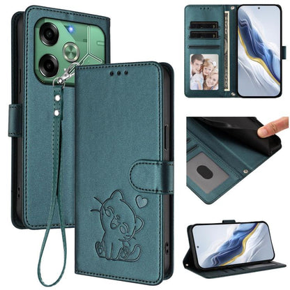 Embossed Heart Cat Leather Phone Case with Hand Strap, For Tecno Spark 30 5G / Pova 6 Neo 5G, For Tecno Spark 30 Pro 4G, For Tecno Spark 30 4G, For Tecno Spark Go 5G 2025 / Hot 60i 5G, For Tecno Spark 30C 4G, For Tecno Spark 20 Pro 5G                  ...