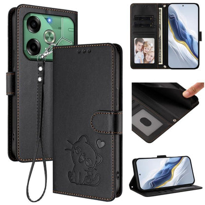 Embossed Heart Cat Leather Phone Case with Hand Strap, For Tecno Spark 30 5G / Pova 6 Neo 5G, For Tecno Spark 30 Pro 4G, For Tecno Spark 30 4G, For Tecno Spark Go 5G 2025 / Hot 60i 5G, For Tecno Spark 30C 4G, For Tecno Spark 20 Pro 5G                  ...