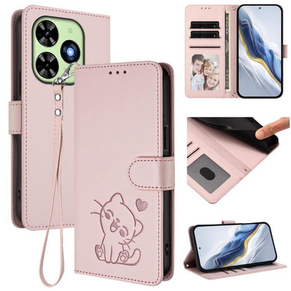 Embossed Heart Cat Leather Phone Case with Hand Strap, For Tecno Camon 50 Pro 4G, For Tecno Camon 50 4G, For Tecno Spark Go 2024 4G / 20C 4G, For Tecno Spark 40C, For Tecno Pova 7 Pro 5G, For Tecno Pova 7 5G 2025, For Tecno Spark 40 Pro+ 4G            ...