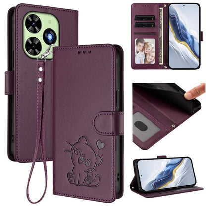 Embossed Heart Cat Leather Phone Case with Hand Strap, For Tecno Camon 50 Pro 4G, For Tecno Camon 50 4G, For Tecno Spark Go 2024 4G / 20C 4G, For Tecno Spark 40C, For Tecno Pova 7 Pro 5G, For Tecno Pova 7 5G 2025, For Tecno Spark 40 Pro+ 4G            ...